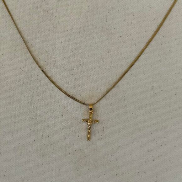 Y2K 2000s Vintage Gold Cross Necklace Unisex Retro Chain Jewelry New - Picture 4 of 7